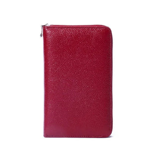 Men's Genuine Leather Zipper Closure Solid Pattern Trendy Wallets