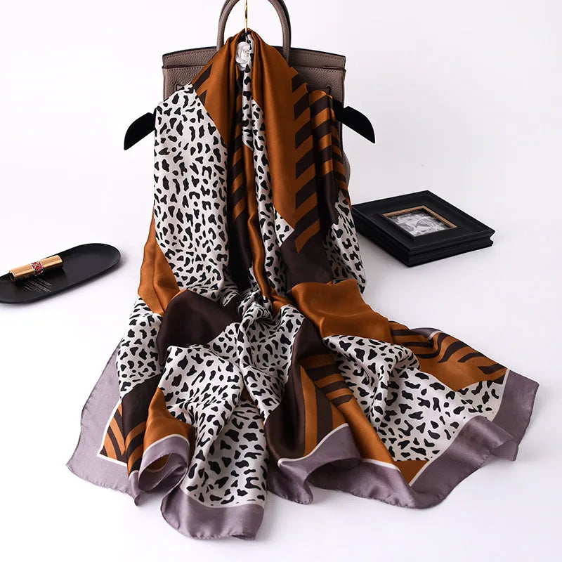 Women's Polyester Neck Wrap Leopard Pattern Luxury Beach Scarves