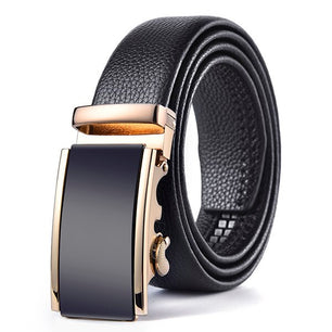 Men's Leather Automatic Buckle Closure Solid Pattern Trendy Belts