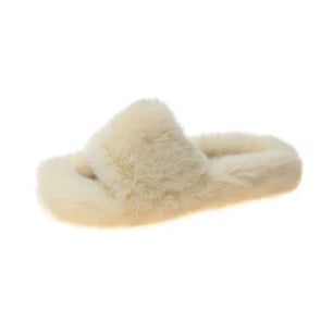 Women's Fur Round Toe Slip-On Closure Casual Wear Flat Slippers