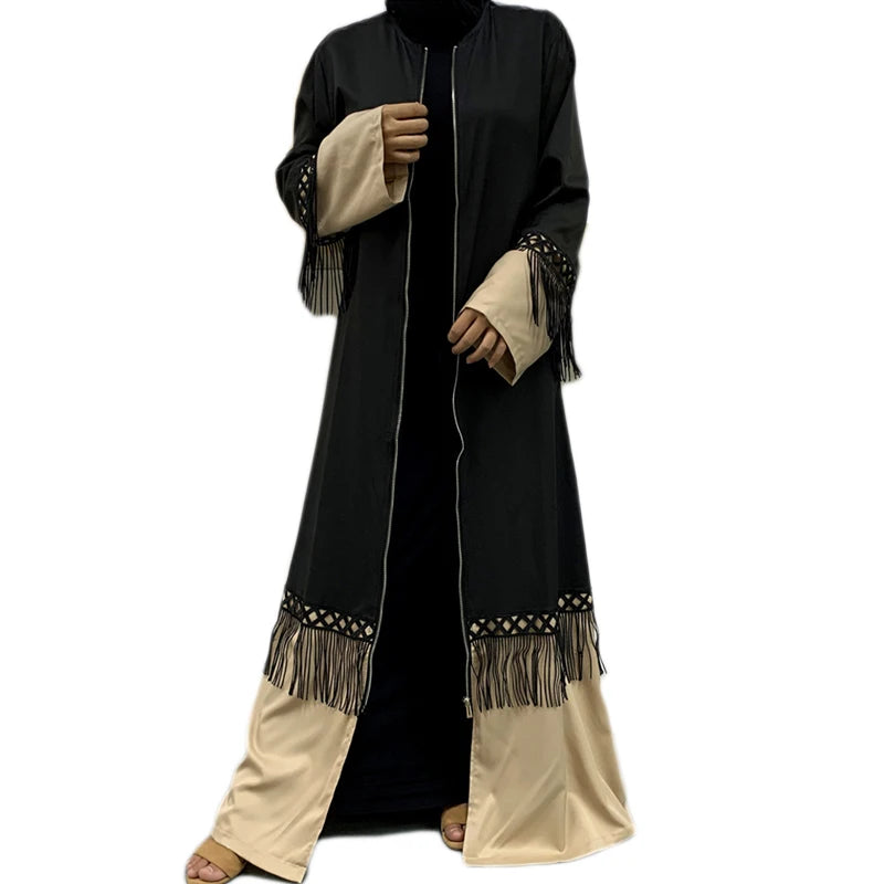 Women's Arabian Polyester Full Sleeve Patchwork Casual Abaya