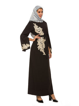 Women's Arabian O-Neck Polyester Full Sleeves Casual Wear Dress