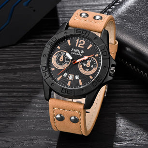 Men's Alloy Buckle Clasp Waterproof Quartz Trendy Round Watches