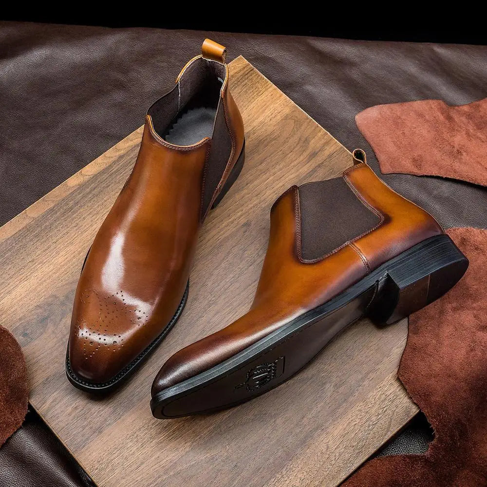 Men's Genuine Leather Pointed Toe Slip-On Closure Formal Shoes