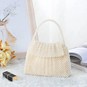 Women's Beaded Hasp Closure Luxury Pearl Bridal Wedding Purse