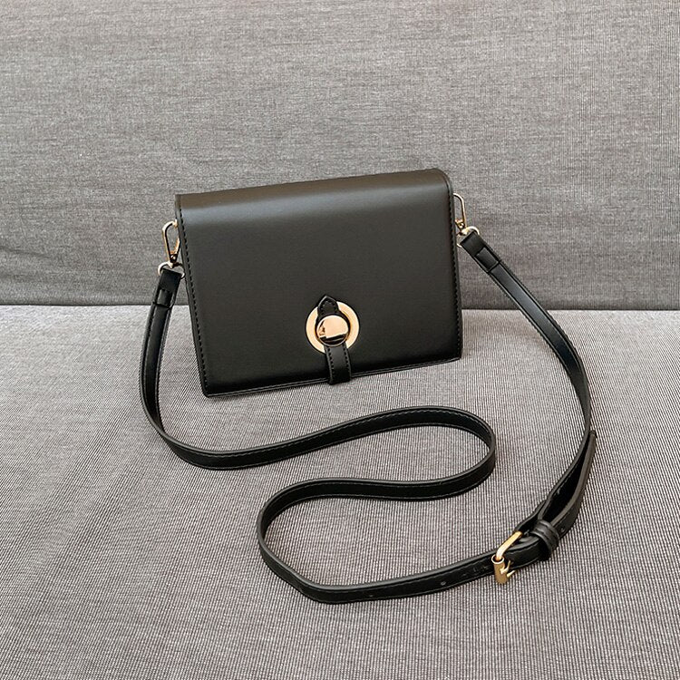 Women's PU Slot Pocket Cover Closure Solid Luxury Shoulder Bag