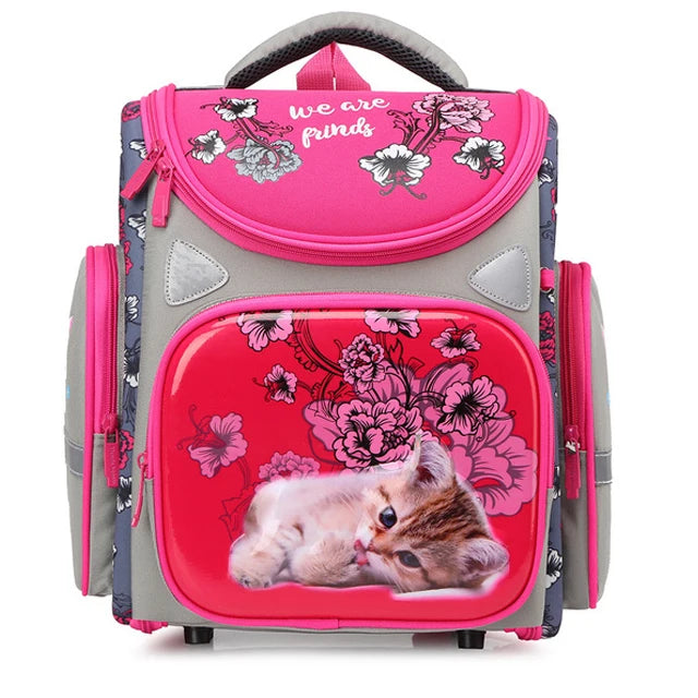 Kid's Nylon Zipper Closure Waterproof Trendy School Backpack