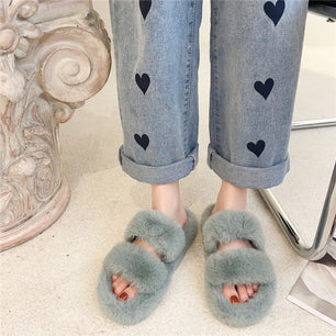 Women's Faux Fur Round Toe Slip-On Closure Casual Wear Slippers