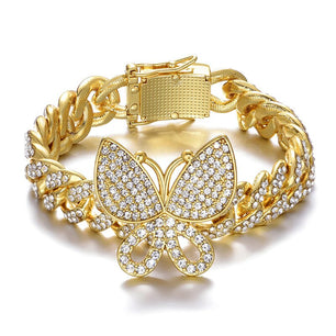 Men's Zinc Alloy Toggle-Clasps Butterfly Rhinestones Bracelet