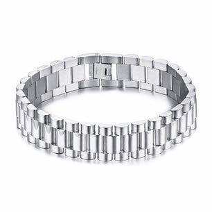 Men's Stainless Steel Round Pattern Easy Hook Clasp Bracelet