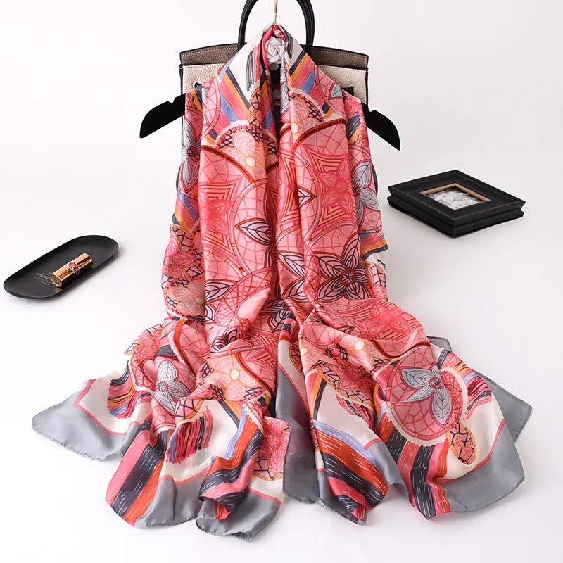 Women's Silk Neck Wrap Printed Pattern Trendy Beach Scarves