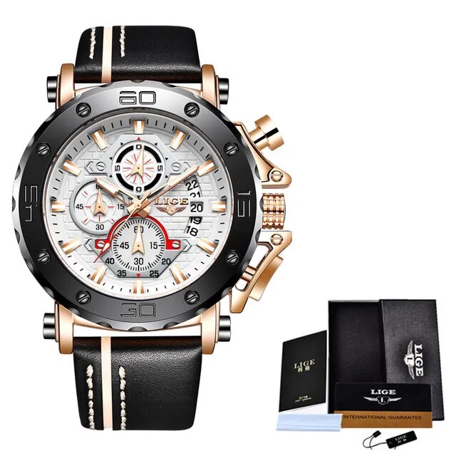 Men's Stainless Steel Round Shape Waterproof Luxury Quartz Watch