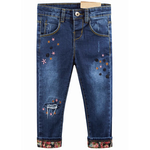 Kid's Cotton Mid Button Fly Closure Casual Wear Denim Pants
