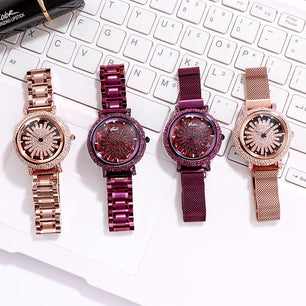 Women's Stainless Steel Round Shaped Waterproof Luxury Watch