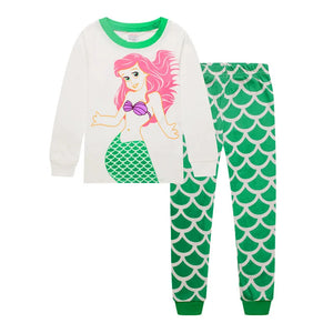 Kid's Girl Cotton O-Neck Long Sleeve Trendy Sleepwear Pajamas Set