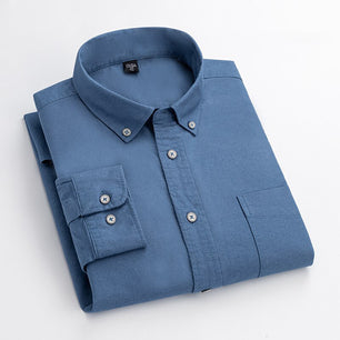 Men's Cotton Turn-Down Collar Single Breasted Formal Wear Shirt