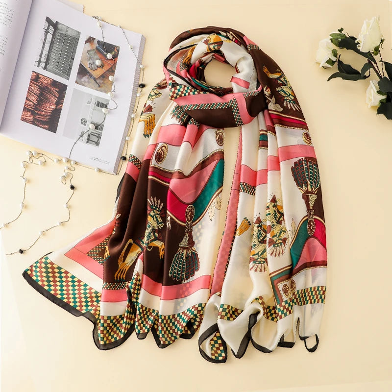 Women's Polyester Neck Wrap Printed Pattern Luxury Beach Scarves