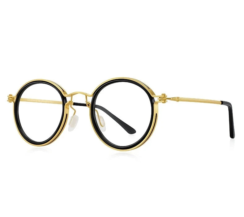 Men's Titanium Alloy Frame Full-Rim Round Shaped Trendy Glasses