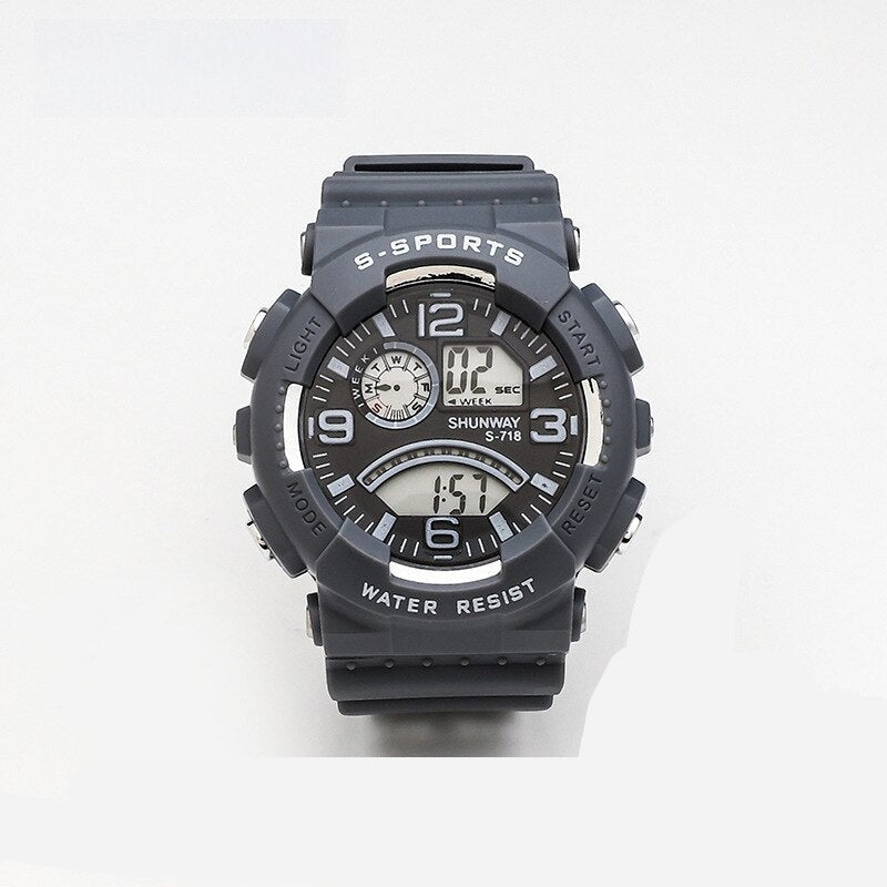 Men's Alloy Case Buckle Clasp Round Shaped Multifunction Watch