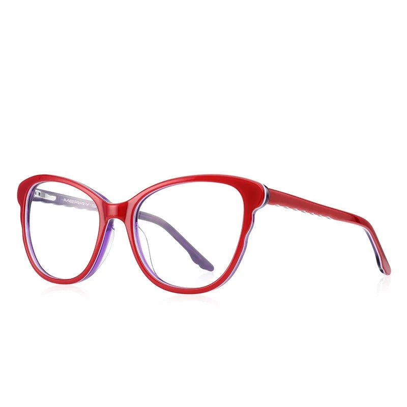 Kid's Cat Eye Acetate Frame Light Blocking Trendy Computer Glasses