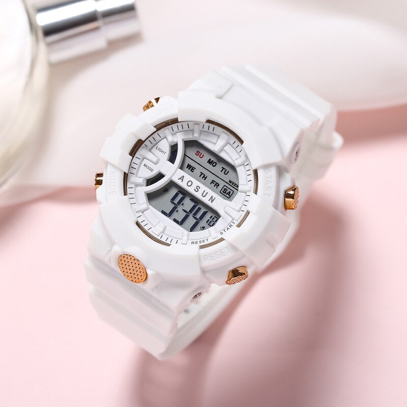 Kid's Alloy Case Buckle Clasp Round Shape Digital Sport Watches