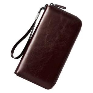 Men's Genuine Leather Card Holder Solid Pattern Trendy Wallets