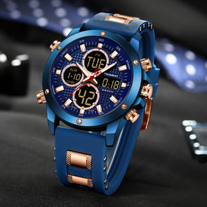 Men's Alloy Buckle Clasp Round Shaped Luxury Digital Watches
