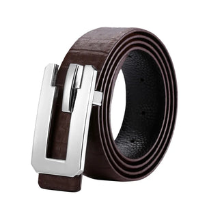 Men's Split Leather Buckle Closure Plain Pattern Trendy Belts