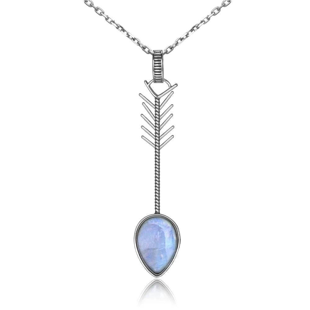 Women's 100% 925 Sterling Silver Natural Moonstone Party Necklace