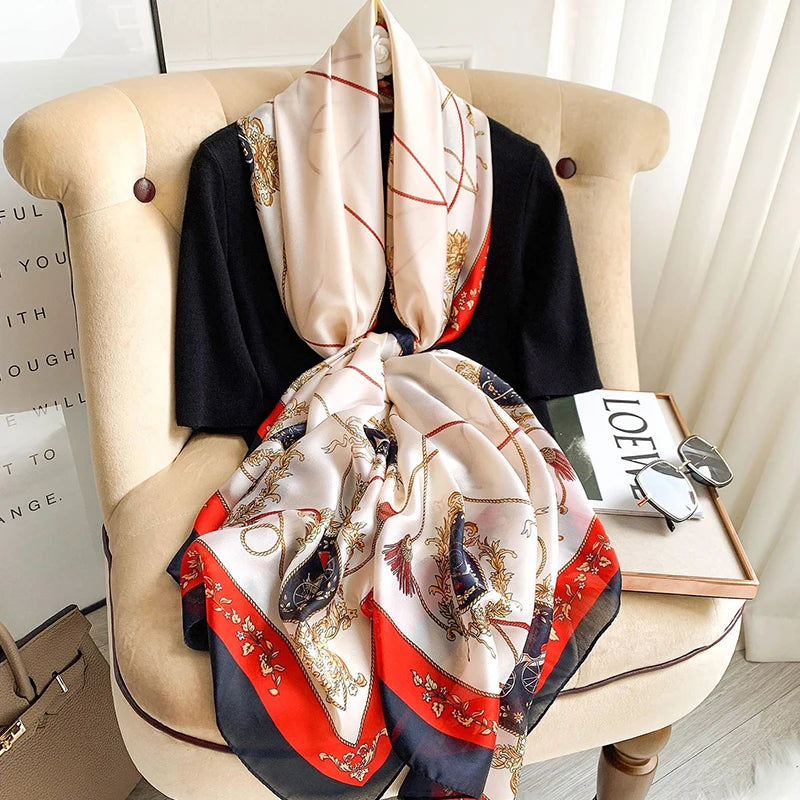 Women's Polyester Neck Wrap Printed Pattern Luxury Beach Scarves