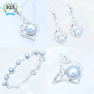 Women's 100% 925 Sterling Silver Pearl Geometric Jewelry Sets