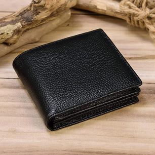 Men's Genuine Leather Solid Pattern Card Holder Trendy Wallet