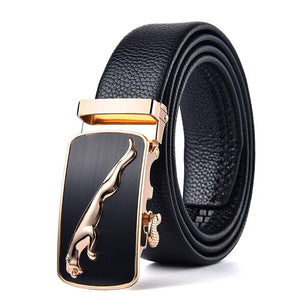 Men's Leather Automatic Buckle Closure Solid Pattern Trendy Belts