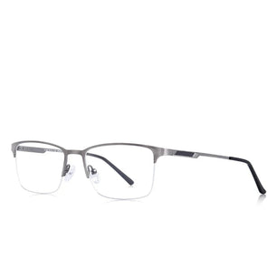 Men's Titanium Alloy Frame Half-Rim Square Shaped Trendy Glasses