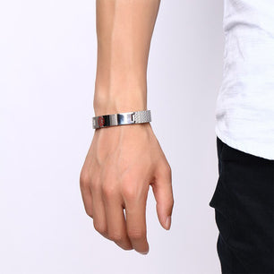 Men's Stainless Steel Hidden Safety Clasp Round Chain Bracelet