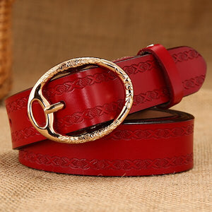 Women's Cowskin Pin Buckle Solid Pattern Elegant Casual Belt