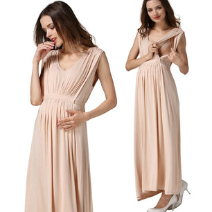 Women's V-Neck Spandex Sleeveless Breastfeeding Maternity Dress