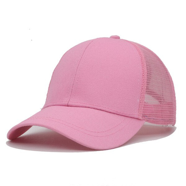 Women's Cotton Adjustable Strap Mesh Pattern Baseball Casual Cap