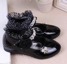 Kid's PU Round Toe Non-Slip Rhinestone Pattern Formal Shoes