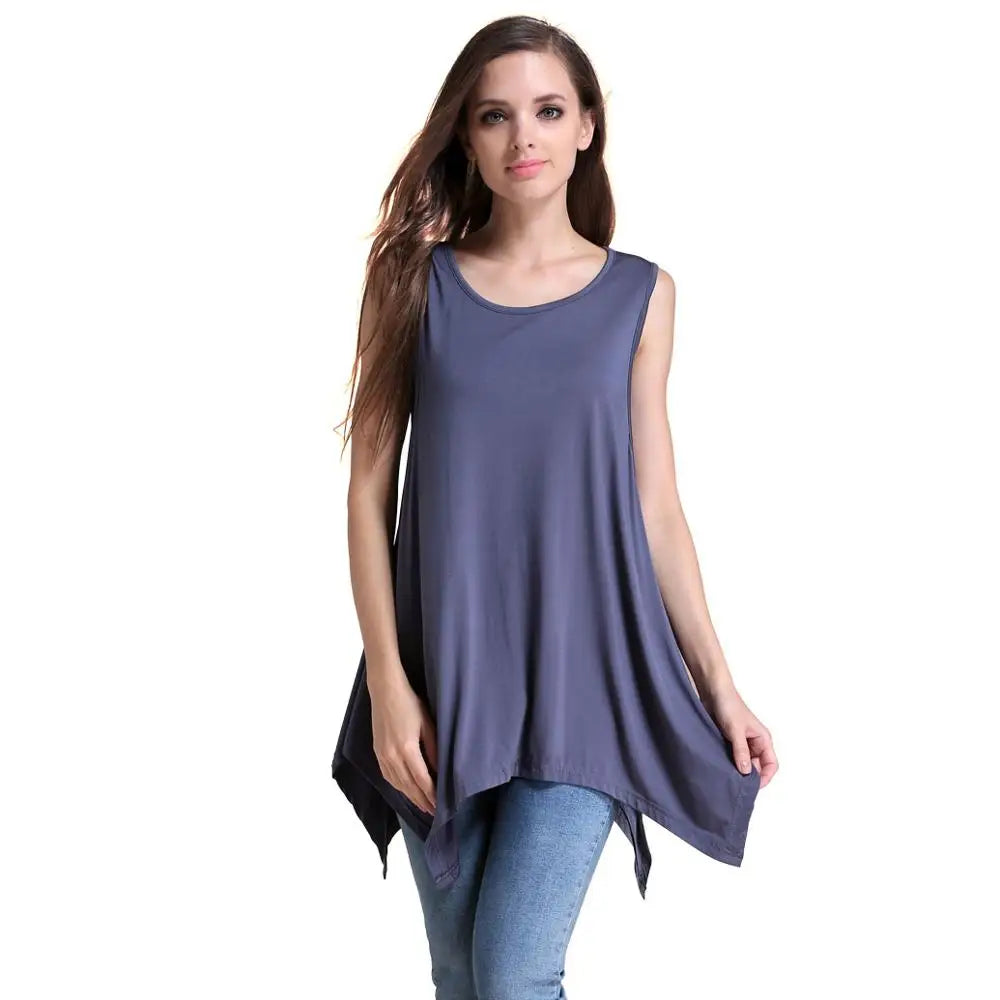 Women's Cotton O-Neck Sleeveless Breastfeeding Maternity Top