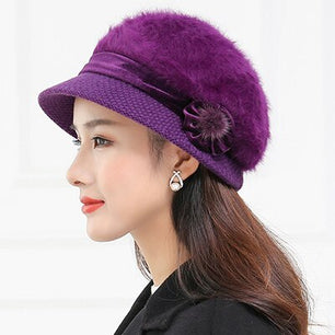 Women's Wool Solid Pattern Rabbit Fur Casual Wear Winter Caps