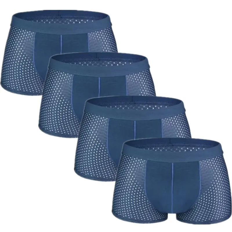 Men's 4 Pcs Spandex Breathable Dotted Pattern Loose Boxer Shorts