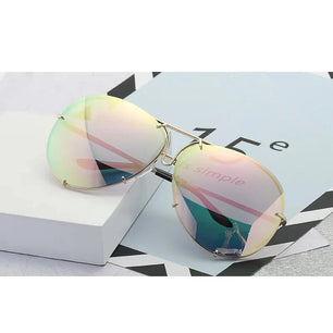 Women's Alloy Frame Acrylic Lens Oval Shaped Trendy Sunglasses