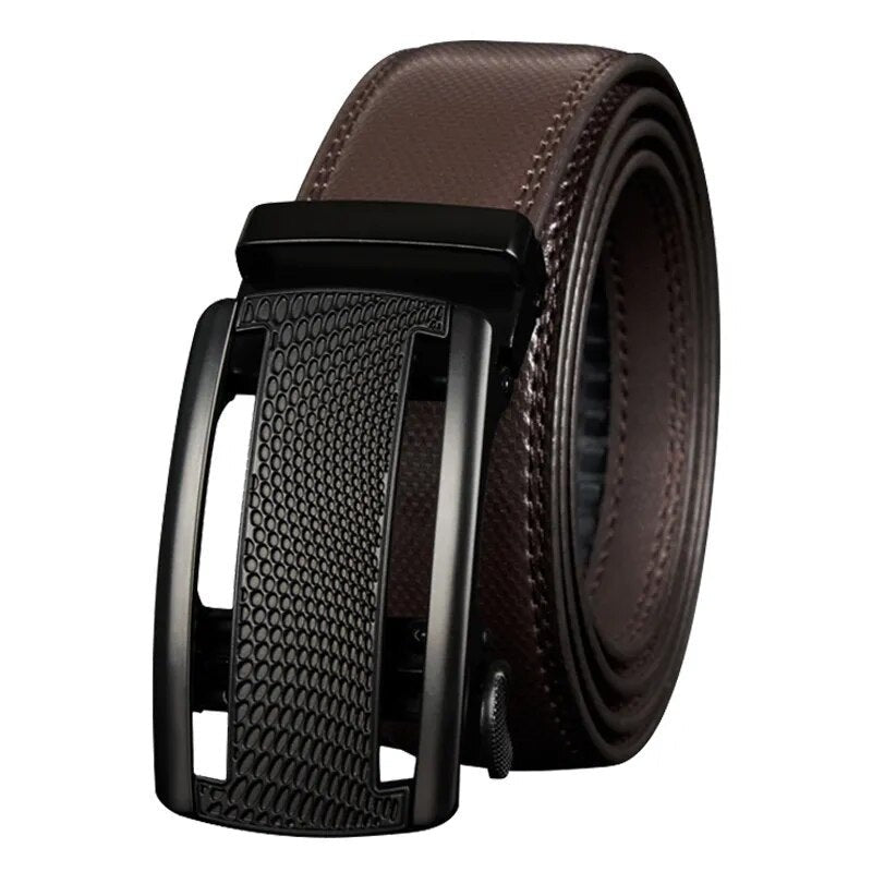 Men's Cowskin Automatic Metal Buckle Plain Pattern Strap Belts