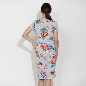 Women's Rayon O-Neck Short Sleeve Floral Pattern Maternity Dress