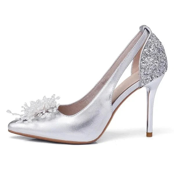 Women's PU Peep Toe Slip-On Closure High Heels Wedding Shoes