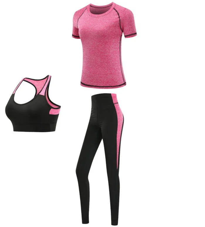 Women's Spandex Short Sleeves Running Fitness Sports Yoga Set