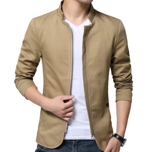 Men's Cotton Full Sleeve Zipper Closure Plain Pattern Jacket