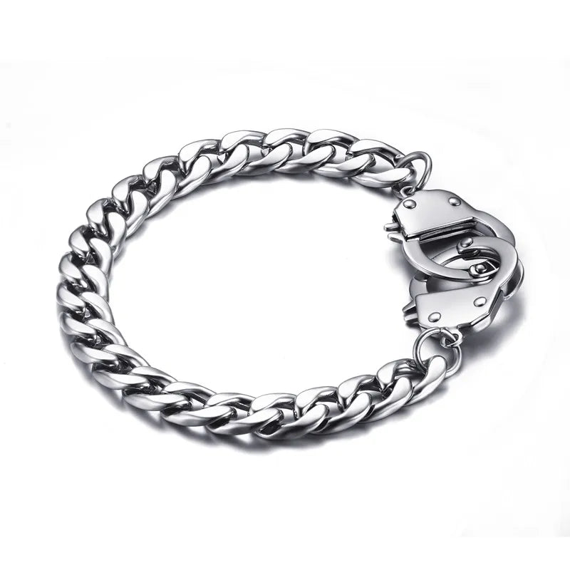 Men's Metal Stainless Steel Lobster Clasp Trendy Round Bracelet