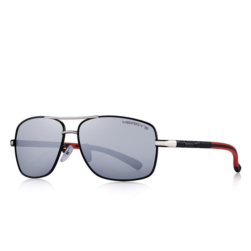 Men's Aluminum Frame Polycarbonate Rectangle Shaped Sunglasses